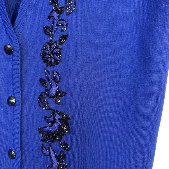 Koret Womens Size XL Blue Embellished Knit Vest Wool Blend - Picture 3 of 6